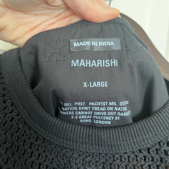 Maharishi Scrim Net Crew Mesh Sweatshirt along Sleeve Top Black XL - Picture 5 of 9